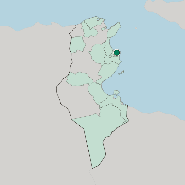 Map showing Ksar Hellal — In Tunisia