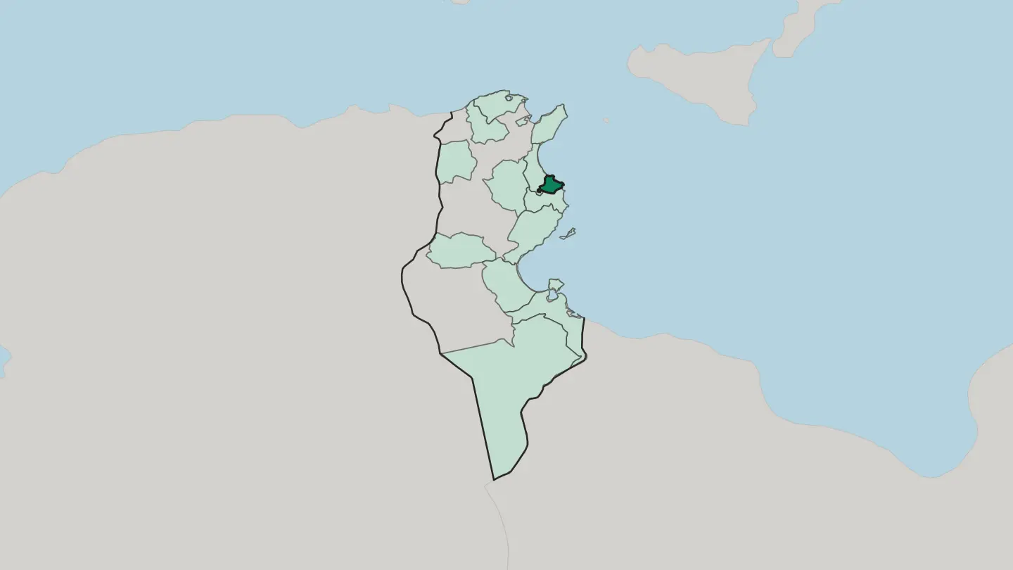 Map of Gouvernorat de Monastir in Tunisia