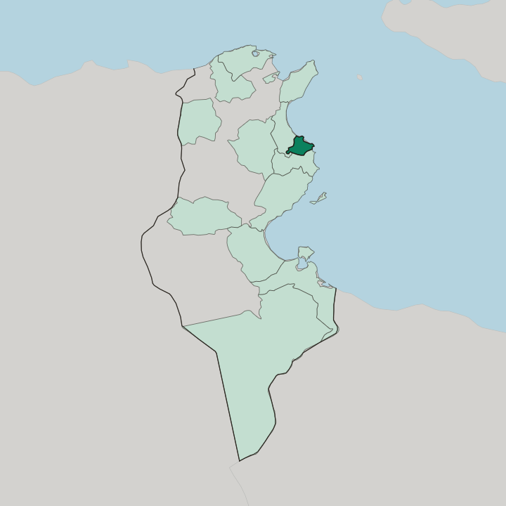 Map showing Gouvernorat de Monastir — In Tunisia
