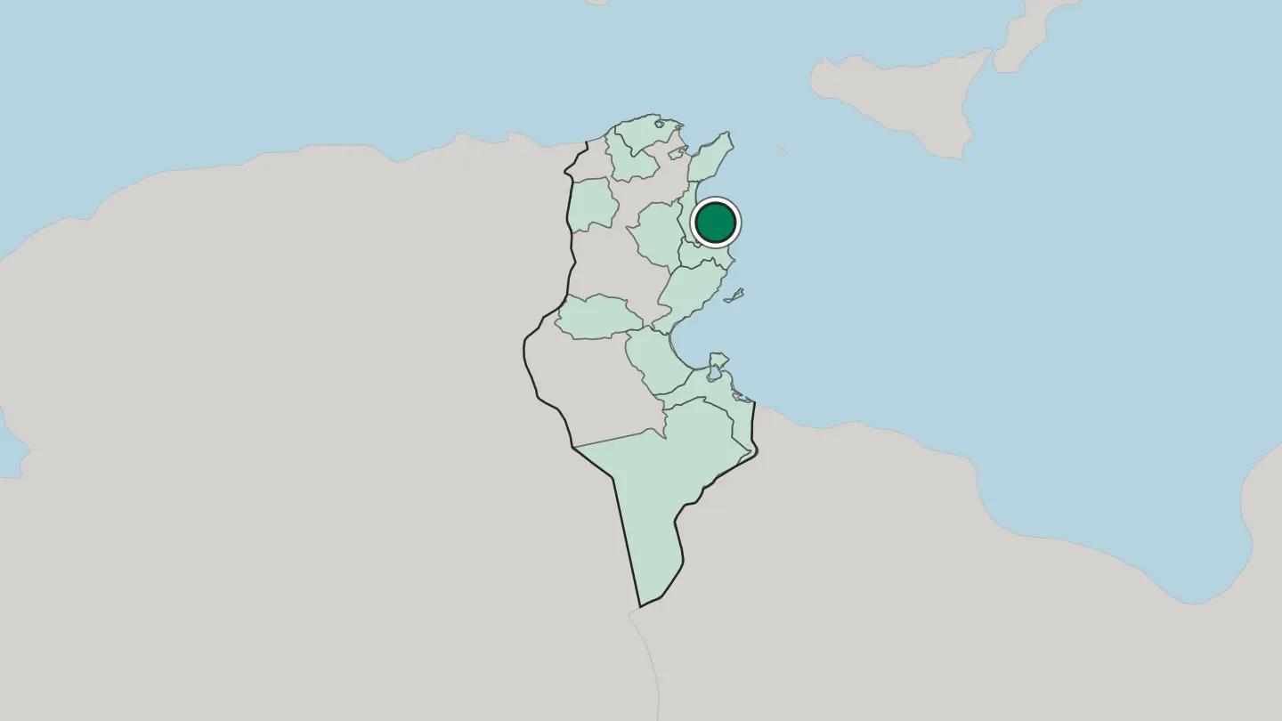 Map of Monastir in Tunisia