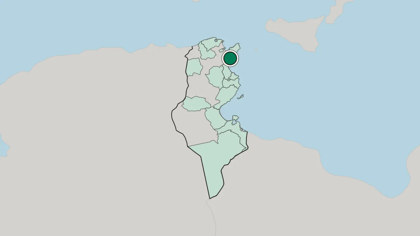 Map of Hammamet in Tunisia