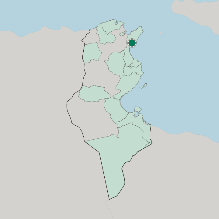 Map showing Hammamet — In Tunisia
