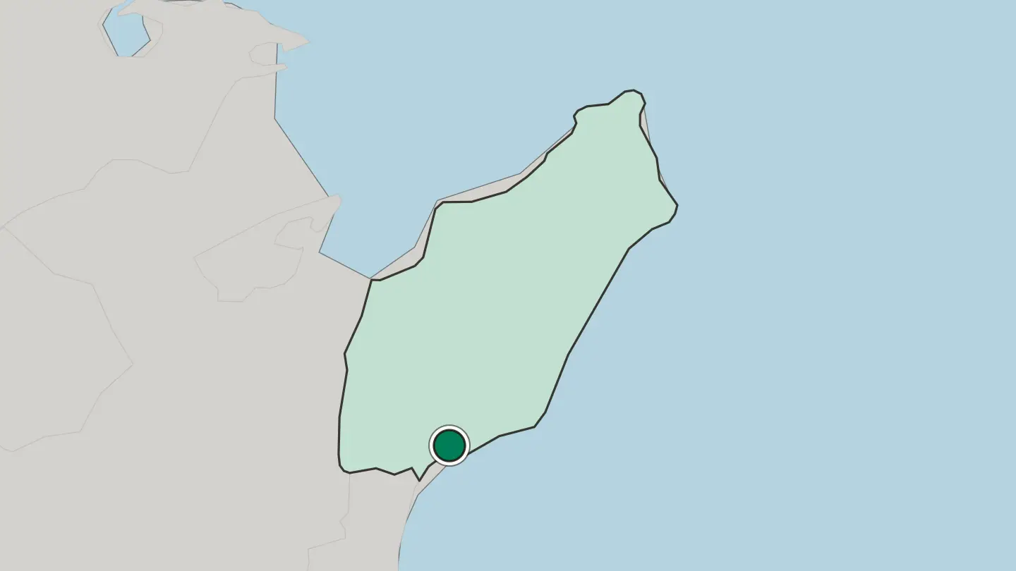 Map of Hammamet in Tunisia