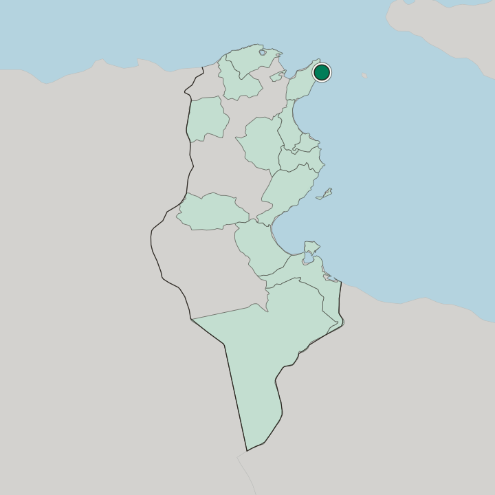 Map showing Kélibia — In Tunisia