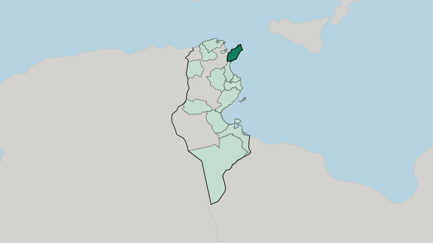 Map of Gouvernorat de Nabeul in Tunisia