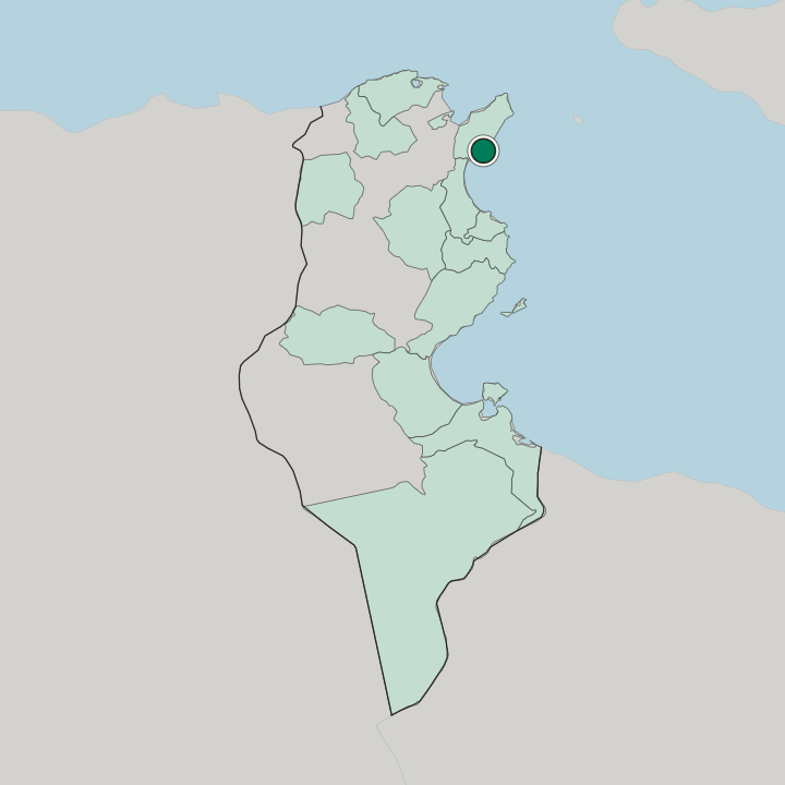 Map showing Nabeul — In Tunisia