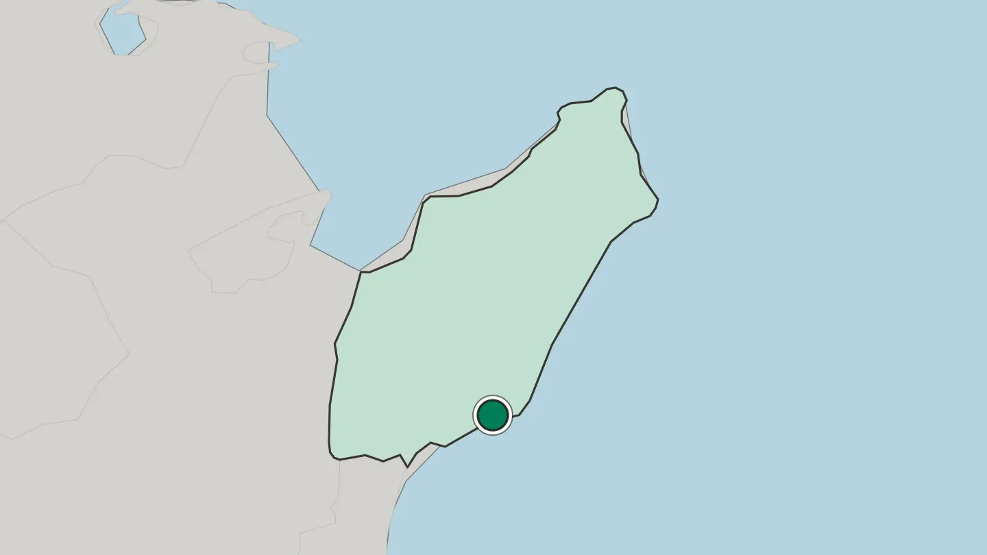 Map of Nabeul in Tunisia