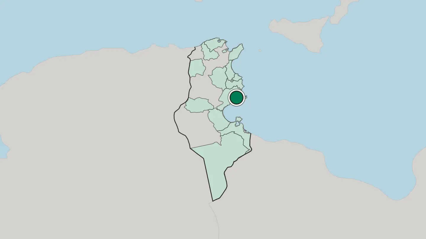 Map of Sfax in Tunisia
