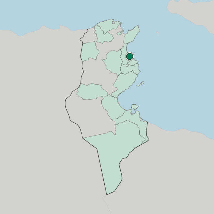 Map showing Sousse — In Tunisia