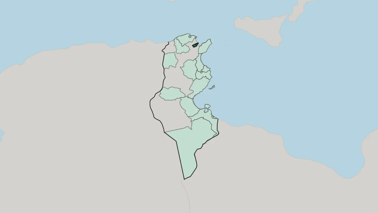 Map of Gouvernorat de Tunis in Tunisia