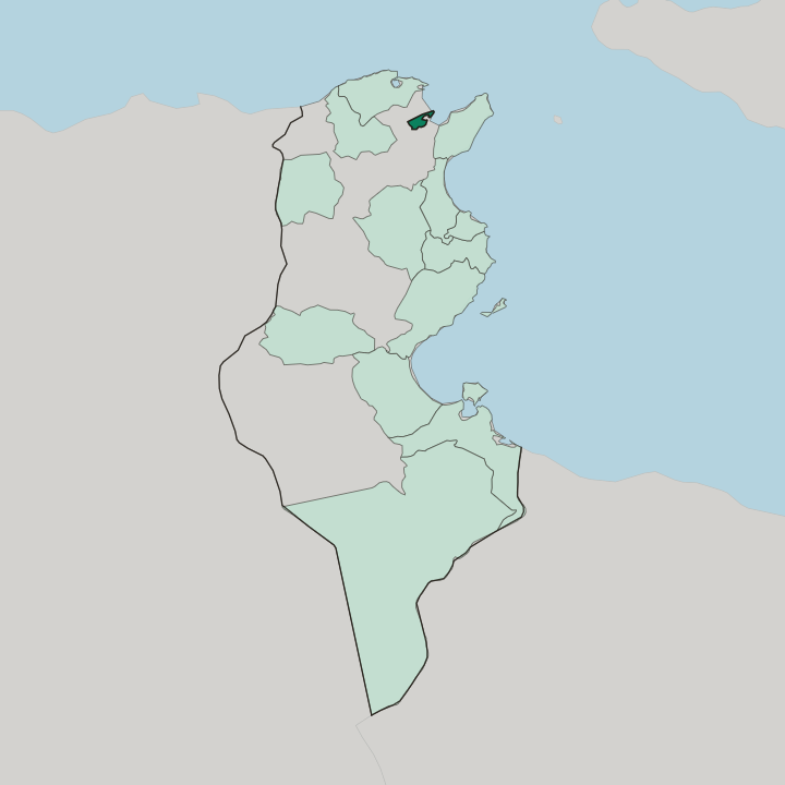 Map showing Gouvernorat de Tunis — In Tunisia