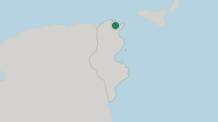 Map of Tunis in Tunisia