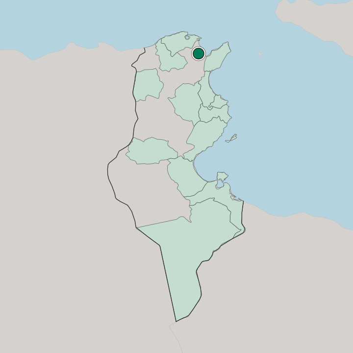 Map showing Tunis — In Tunisia