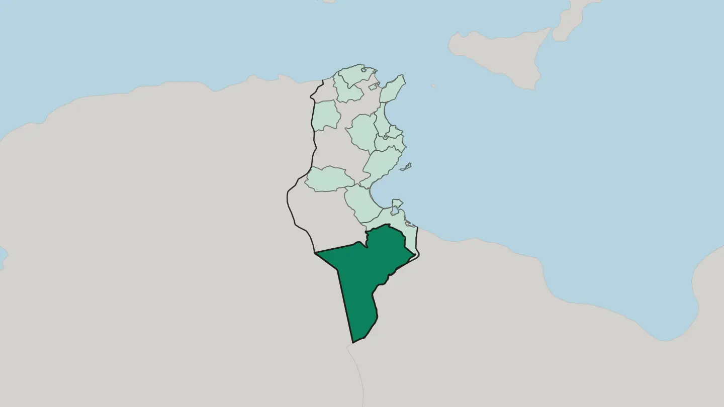 Map of Tataouine in Tunisia