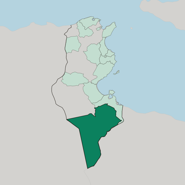 Map showing Tataouine — In Tunisia