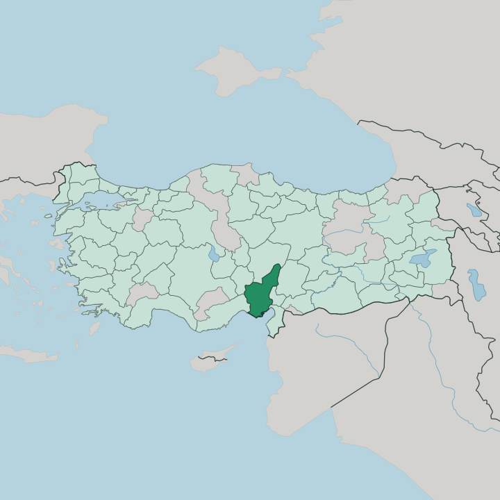 Map showing Adana — In Turkey