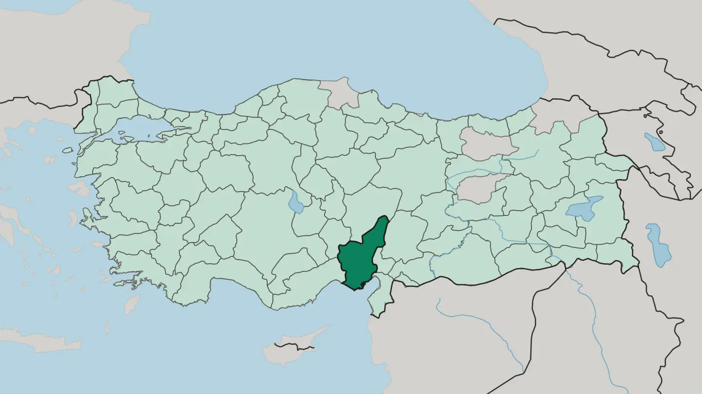 Map of Adana in Turkey