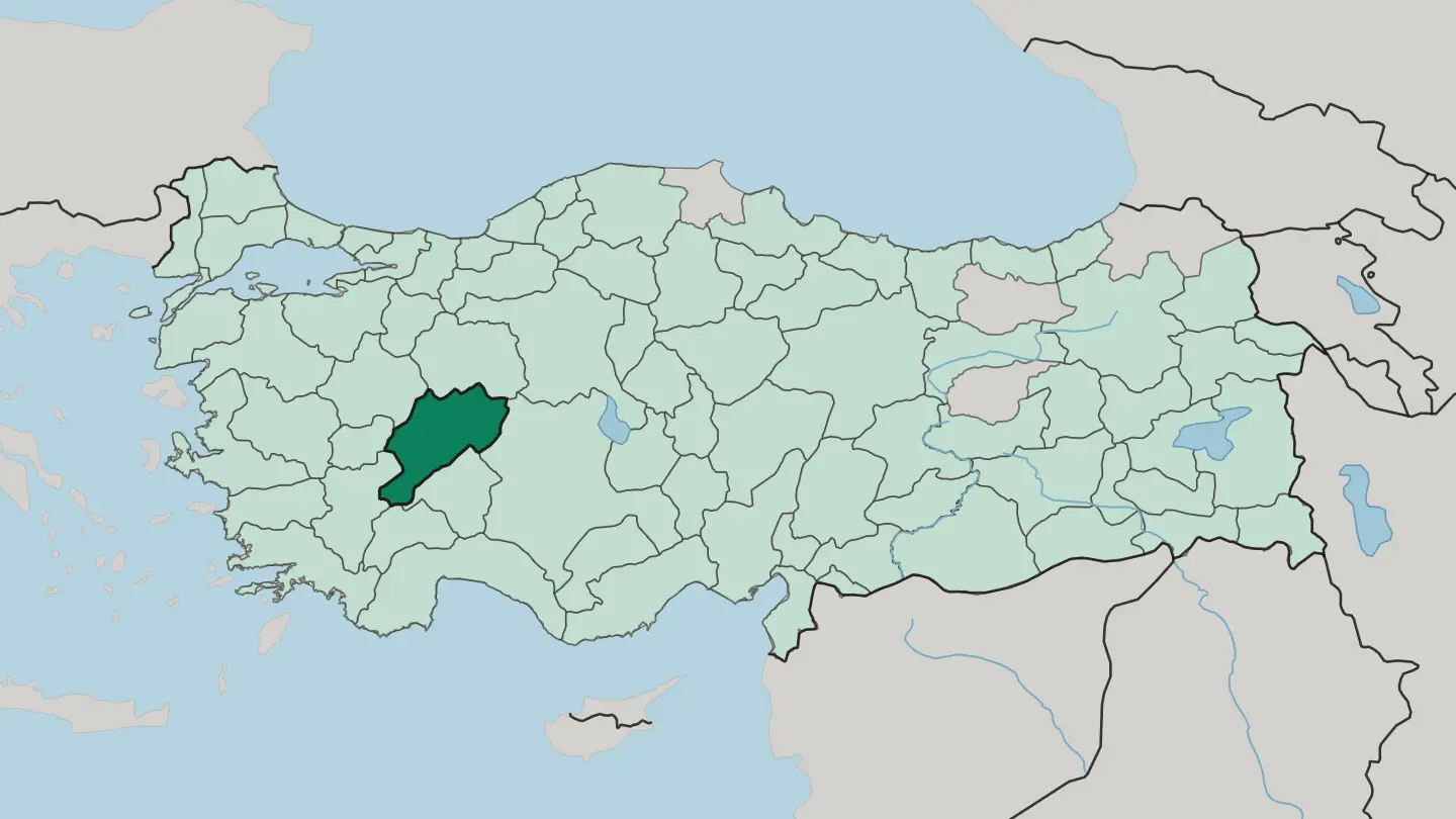 Map of Afyonkarahisar in Turkey