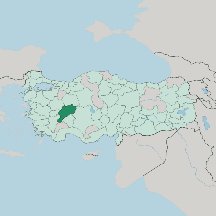 Map showing Afyonkarahisar — In Turkey