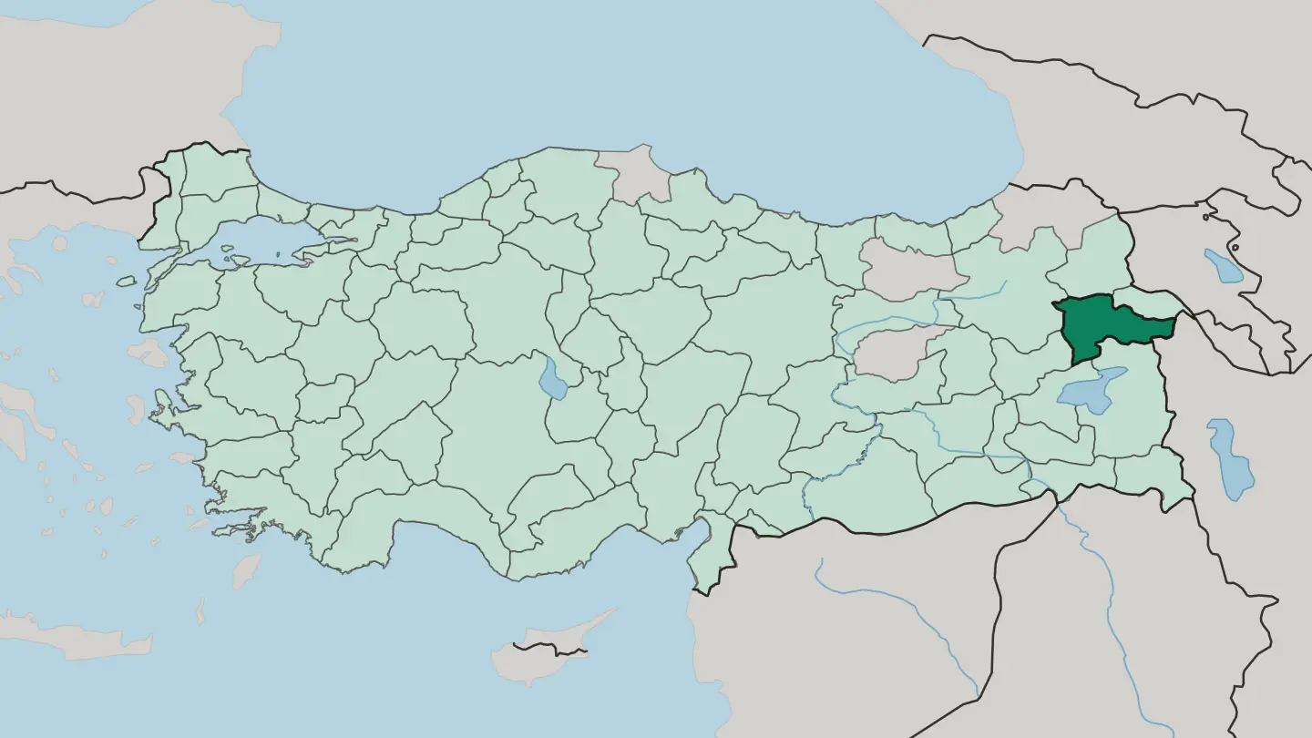 Map of Ağrı in Turkey