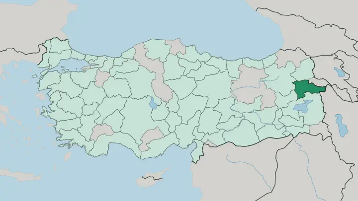 Map of Ağrı in Turkey