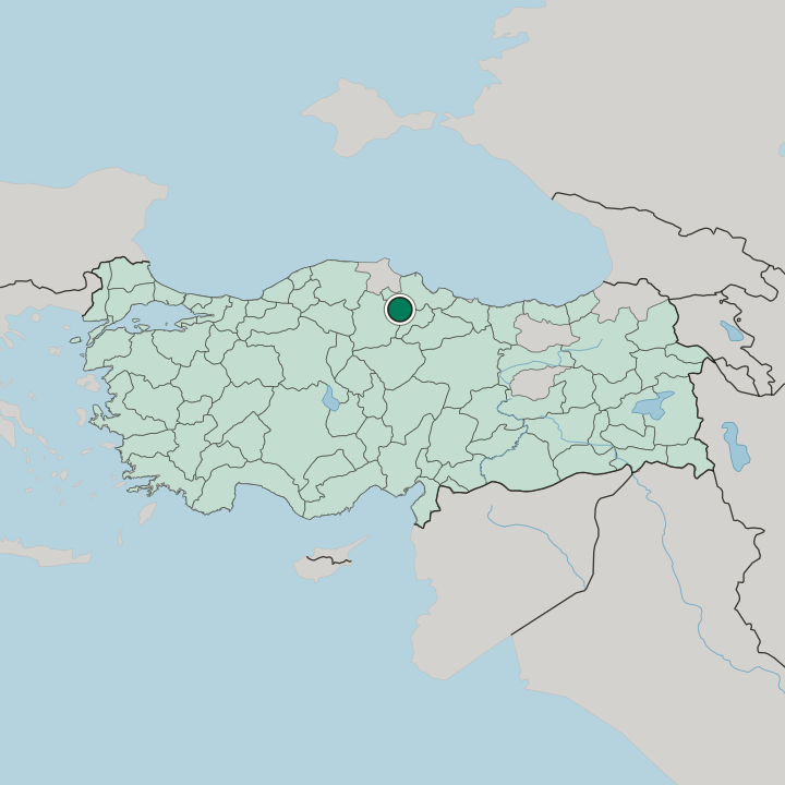 Map showing Merzifon — In Turkey