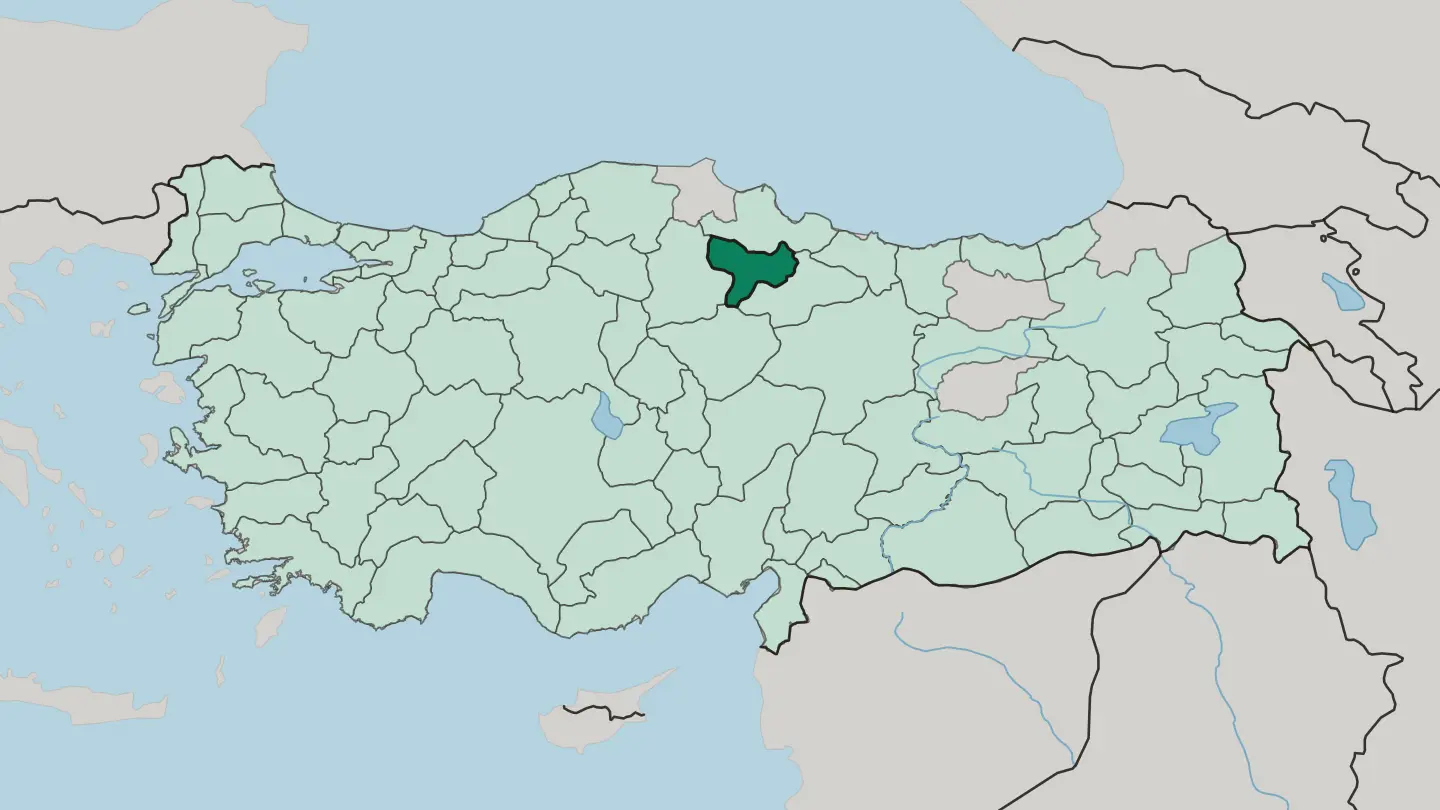Map of Amasya in Turkey