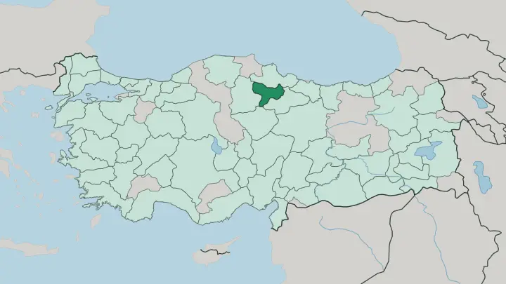 Map of Amasya in Turkey