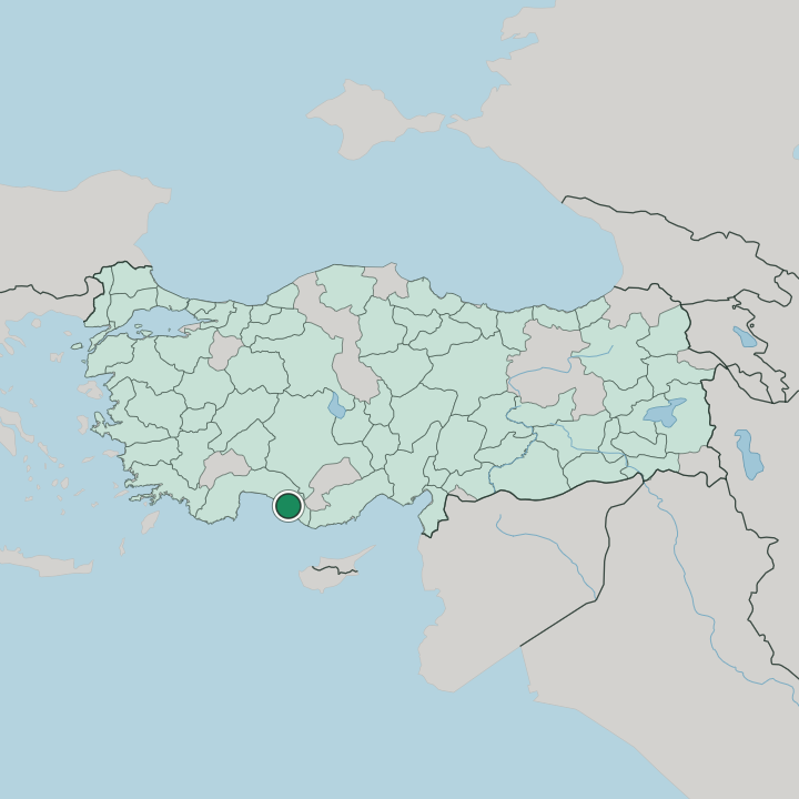 Map showing Alanya — In Turkey