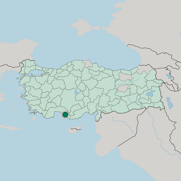 Map showing Alanya — In Turkey