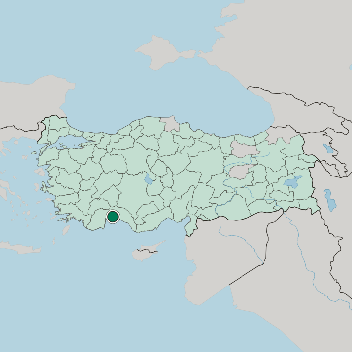 Map showing Belek — In Turkey