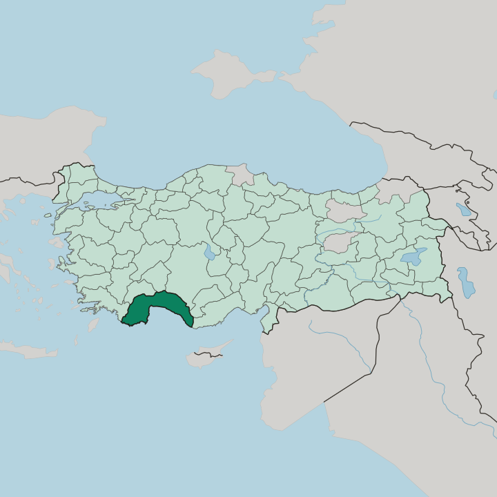 Map showing Antalya — In Turkey
