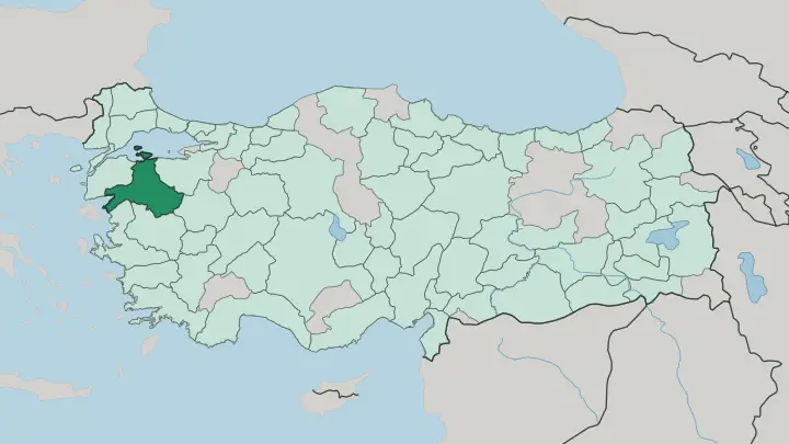 Map of Balıkesir in Turkey