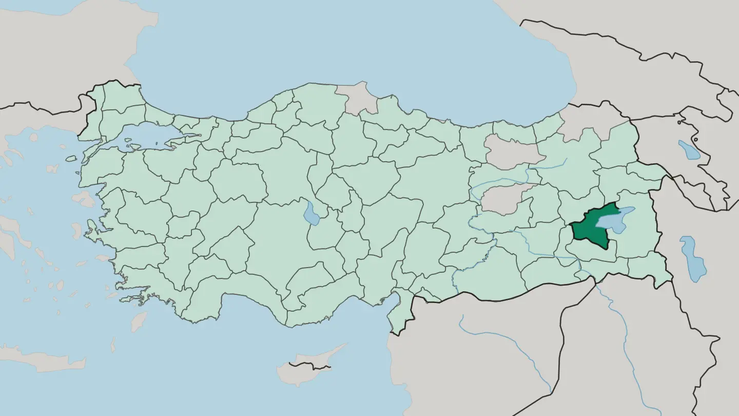 Map of Bitlis in Turkey