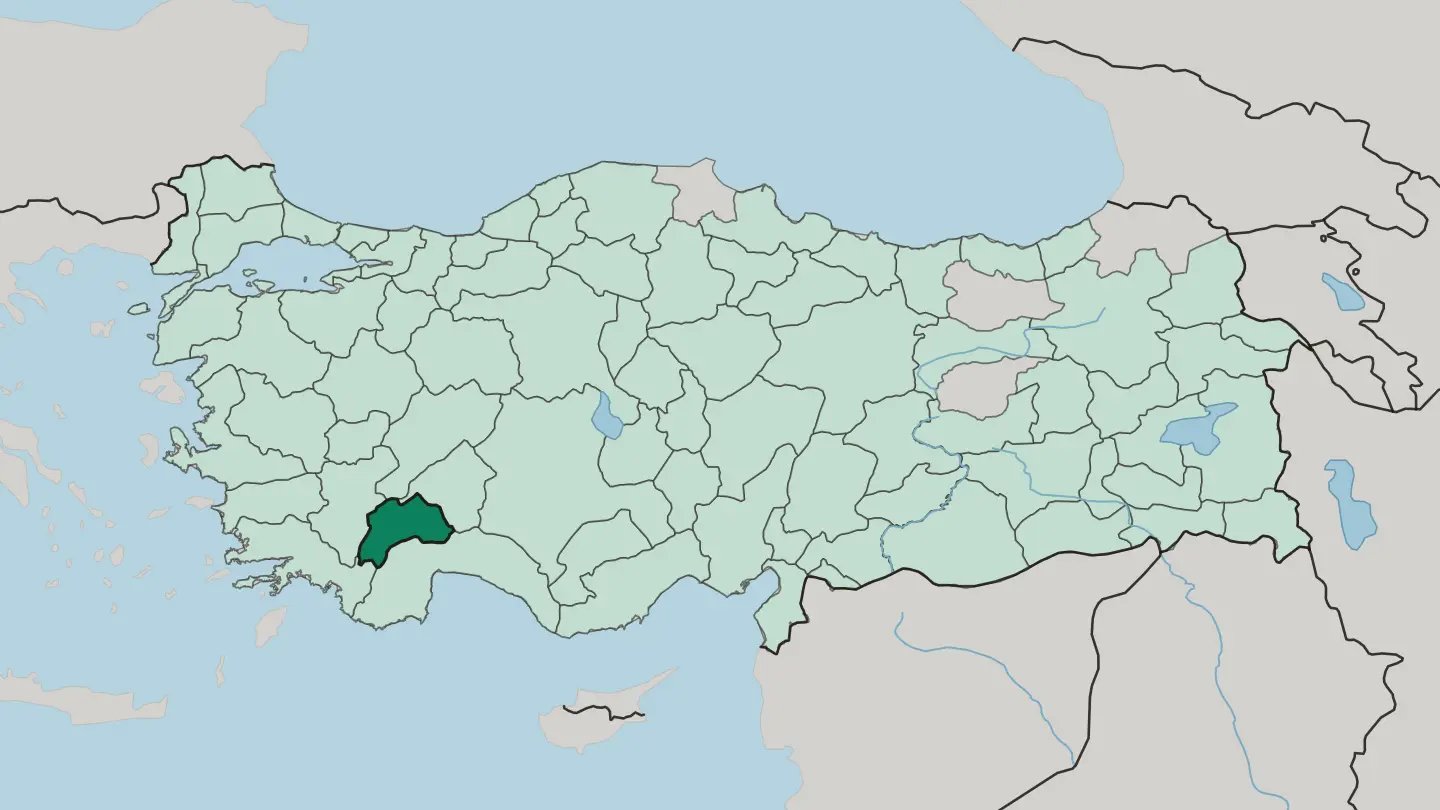 Map of Burdur in Turkey