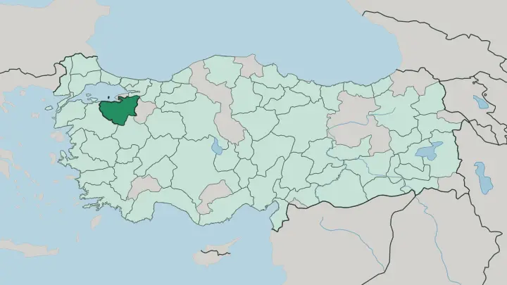 Map of Bursa in Turkey