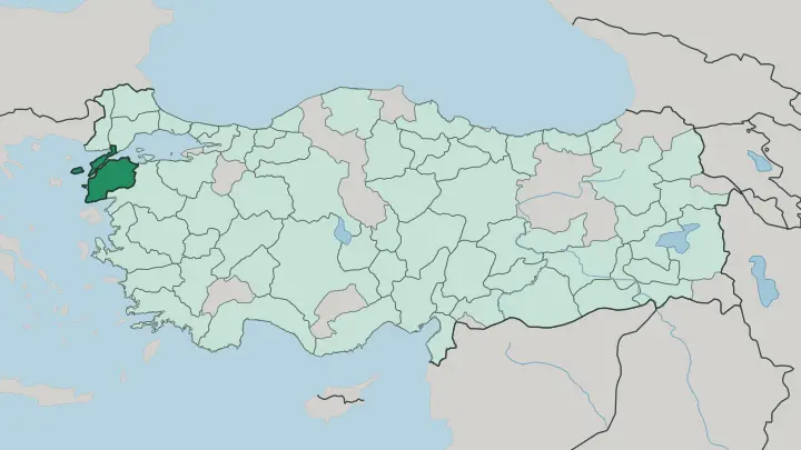 Map of Çanakkale in Turkey