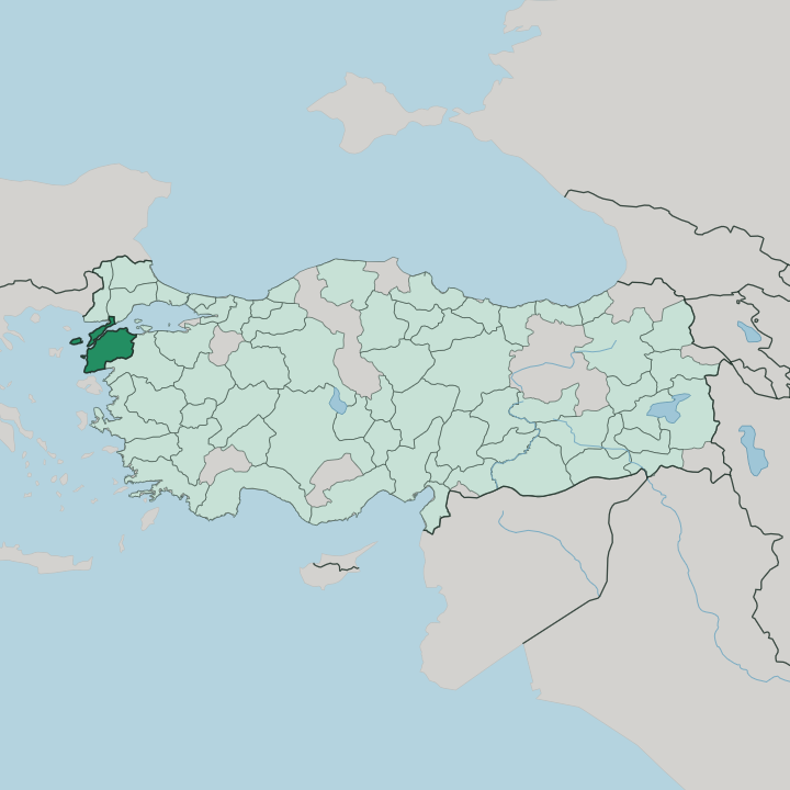 Map showing Çanakkale — In Turkey