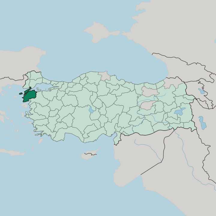 Map showing Çanakkale — In Turkey