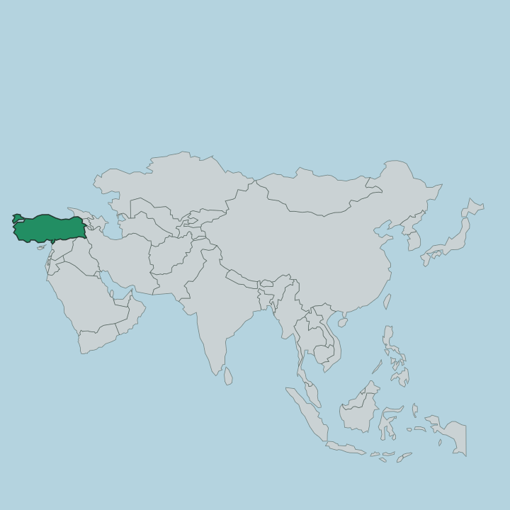 Map showing Turkey — In Asia