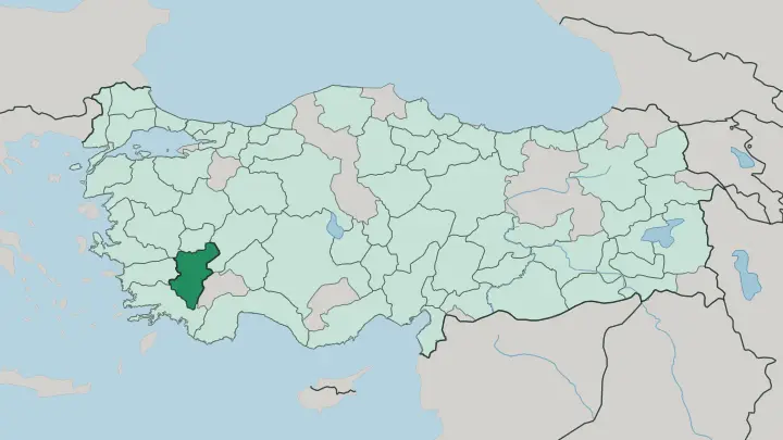 Map of Denizli in Turkey