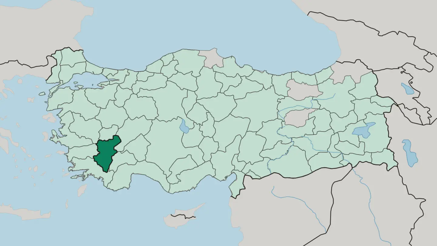 Map of Denizli in Turkey