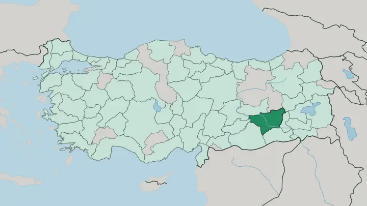 Map of Diyarbakır in Turkey