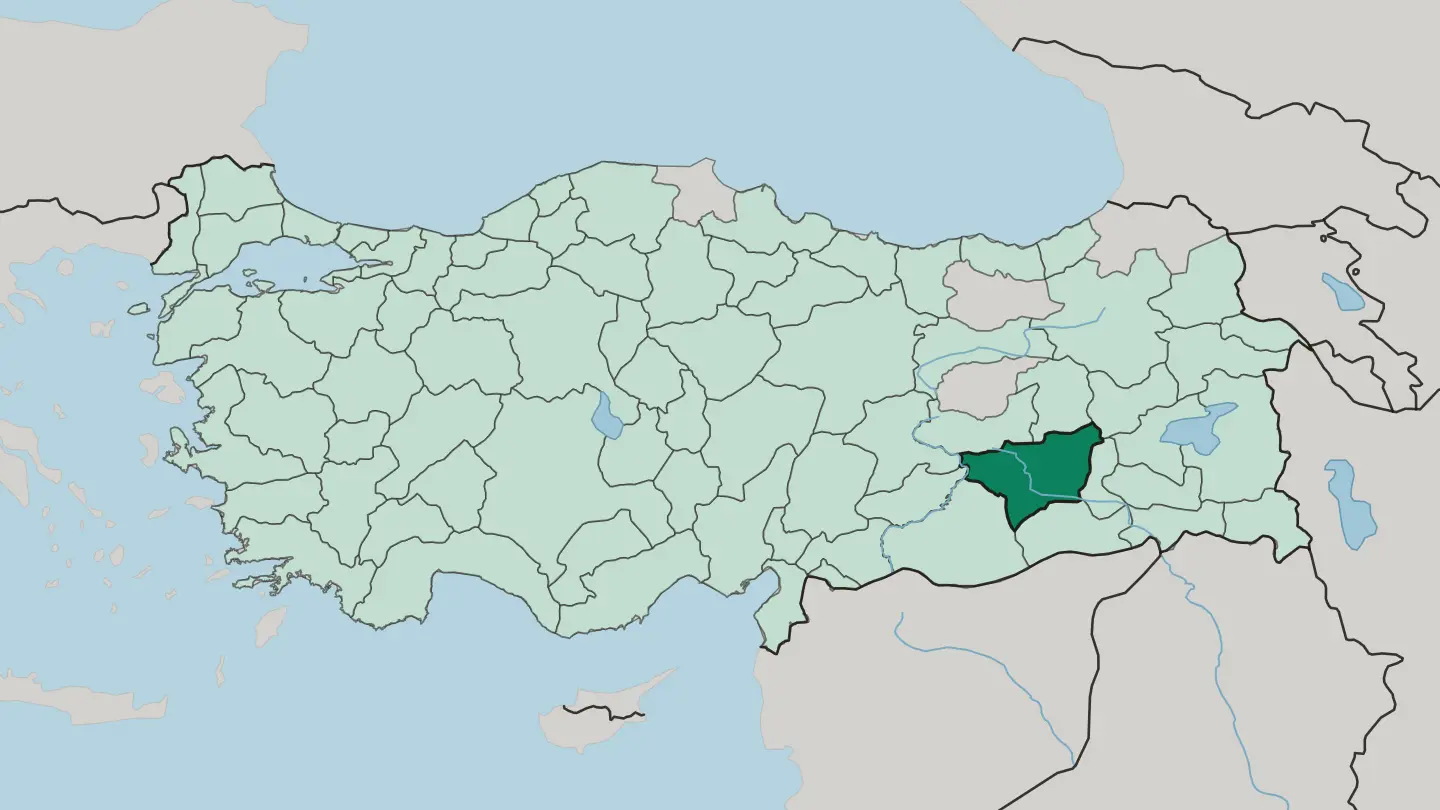Map of Diyarbakır in Turkey