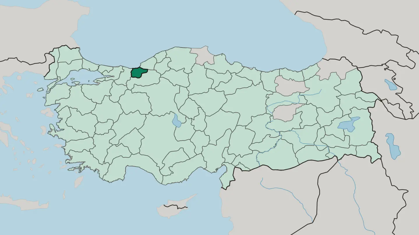 Map of Düzce in Turkey