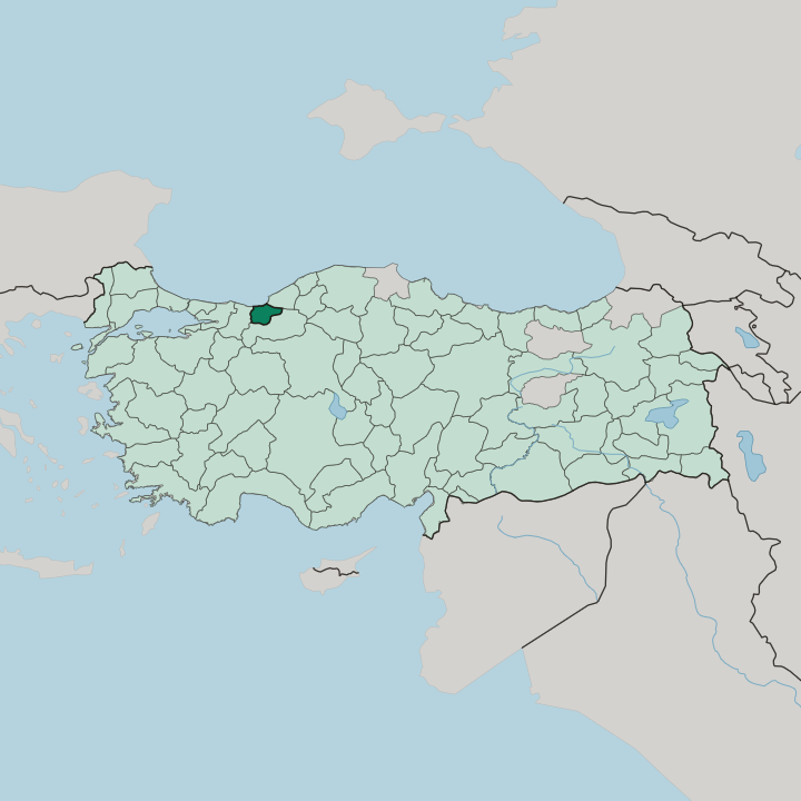 Map showing Düzce — In Turkey