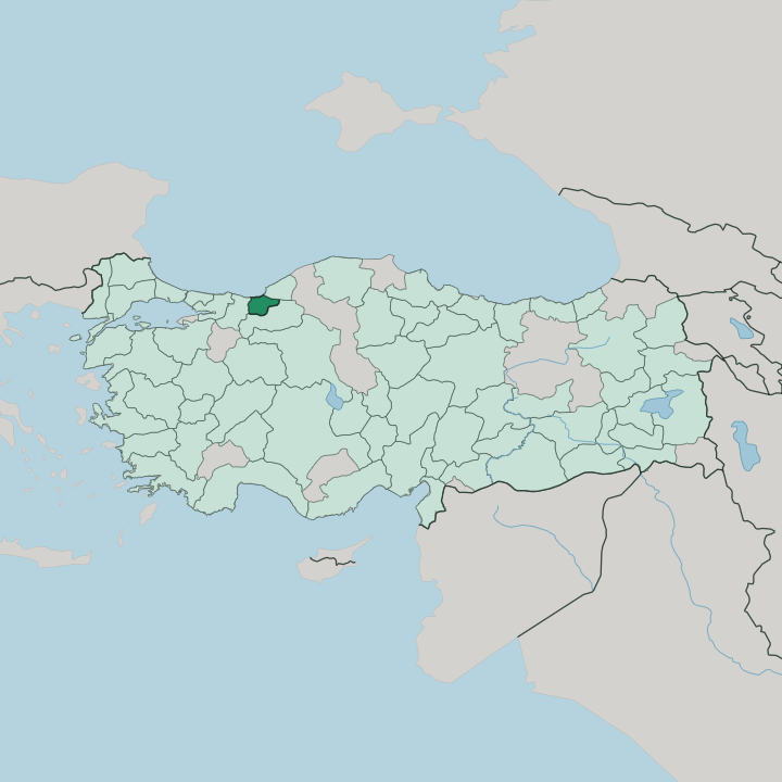 Map showing Düzce — In Turkey