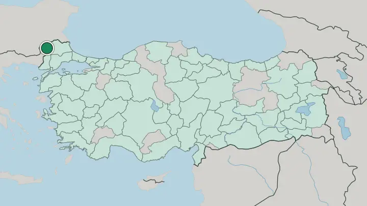 Map of Edirne in Turkey
