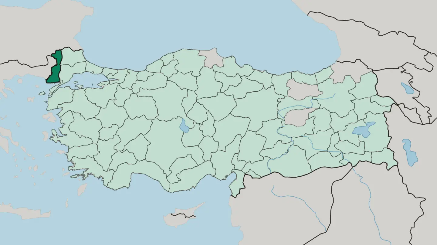 Map of Edirne in Turkey