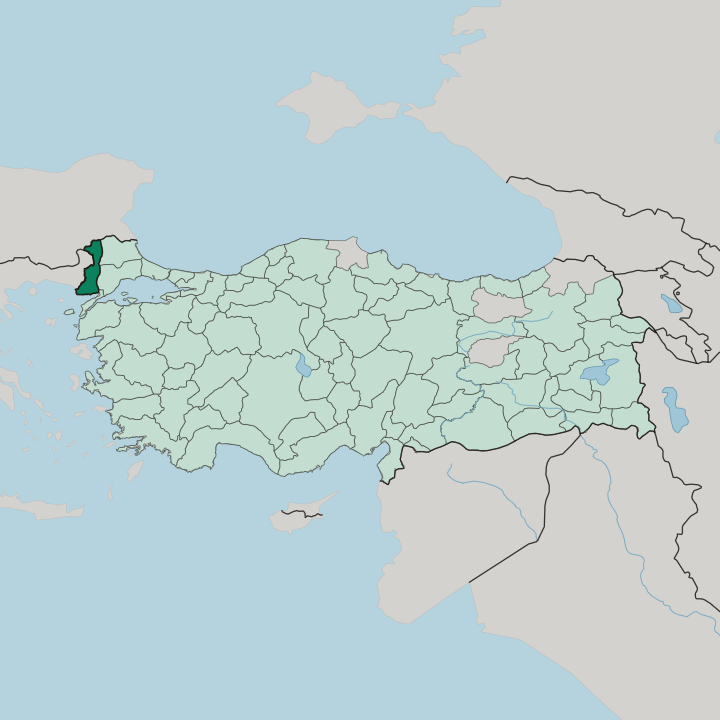Map showing Edirne — In Turkey
